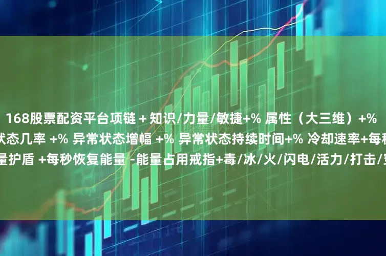 168股票配资平台项链＋知识/力量/敏捷+% 属性（大三维）+% 毒/冰/火/闪电 抗性+% 异常状态几率 +% 异常状态增幅 +% 异常状态持续时间+% 冷却速率+每秒恢复生命值+能量 +能量护盾 +每秒恢复能量 -能量占用戒指+毒/冰/火/闪电/活力/打击/穿刺 点数伤害+% 毒/冰/火/闪电/ 伤害+% 异常状态几率 +% 异常状态增幅+% 法术伤害+% 物理伤害+% 持续伤害+% 暴击几率